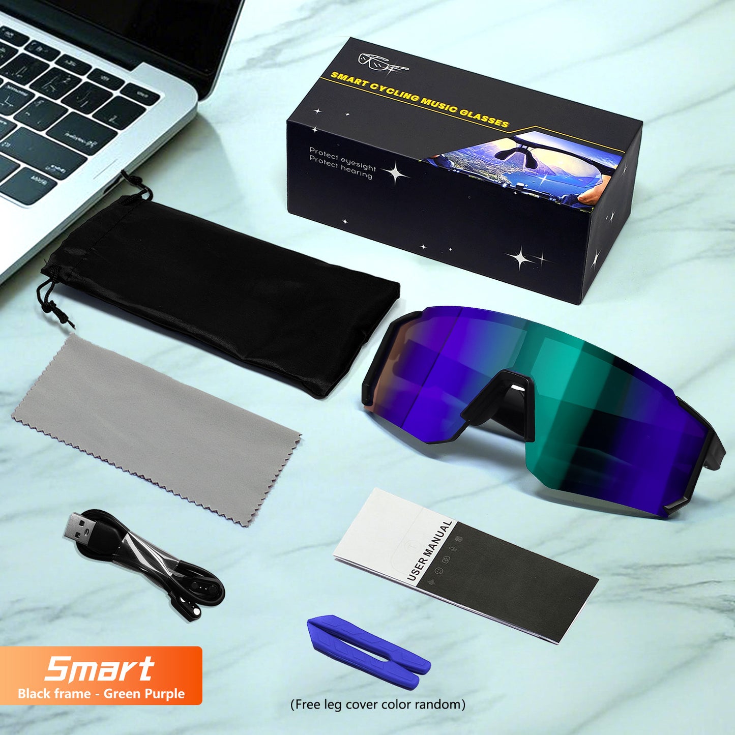 Smart Cycling Sunglasses with Bluetooth Audio – Windproof Smart Goggles for Outdoor Sports & Urban Rides